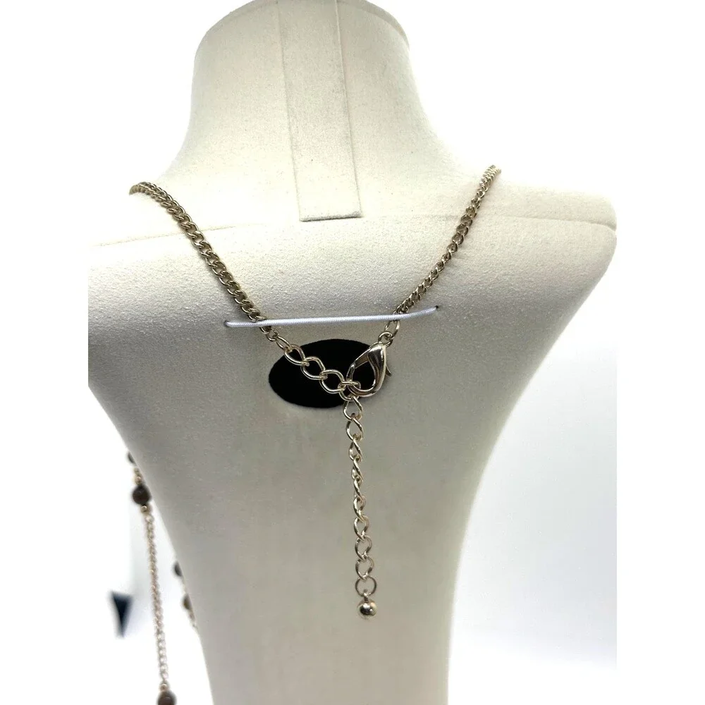 Vintage Goldtone Triple Chain Tiger's Eye Beaded 24